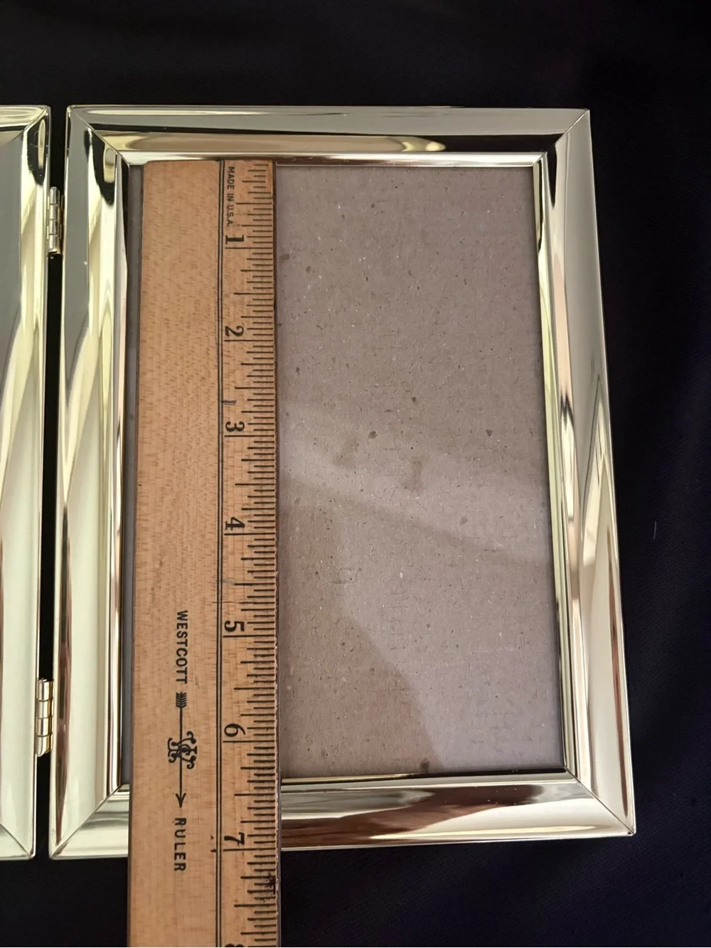 Two Vintage 5 x7 Shiny Brass Gold Tone Hinged Double Folding Photo Pic Frames